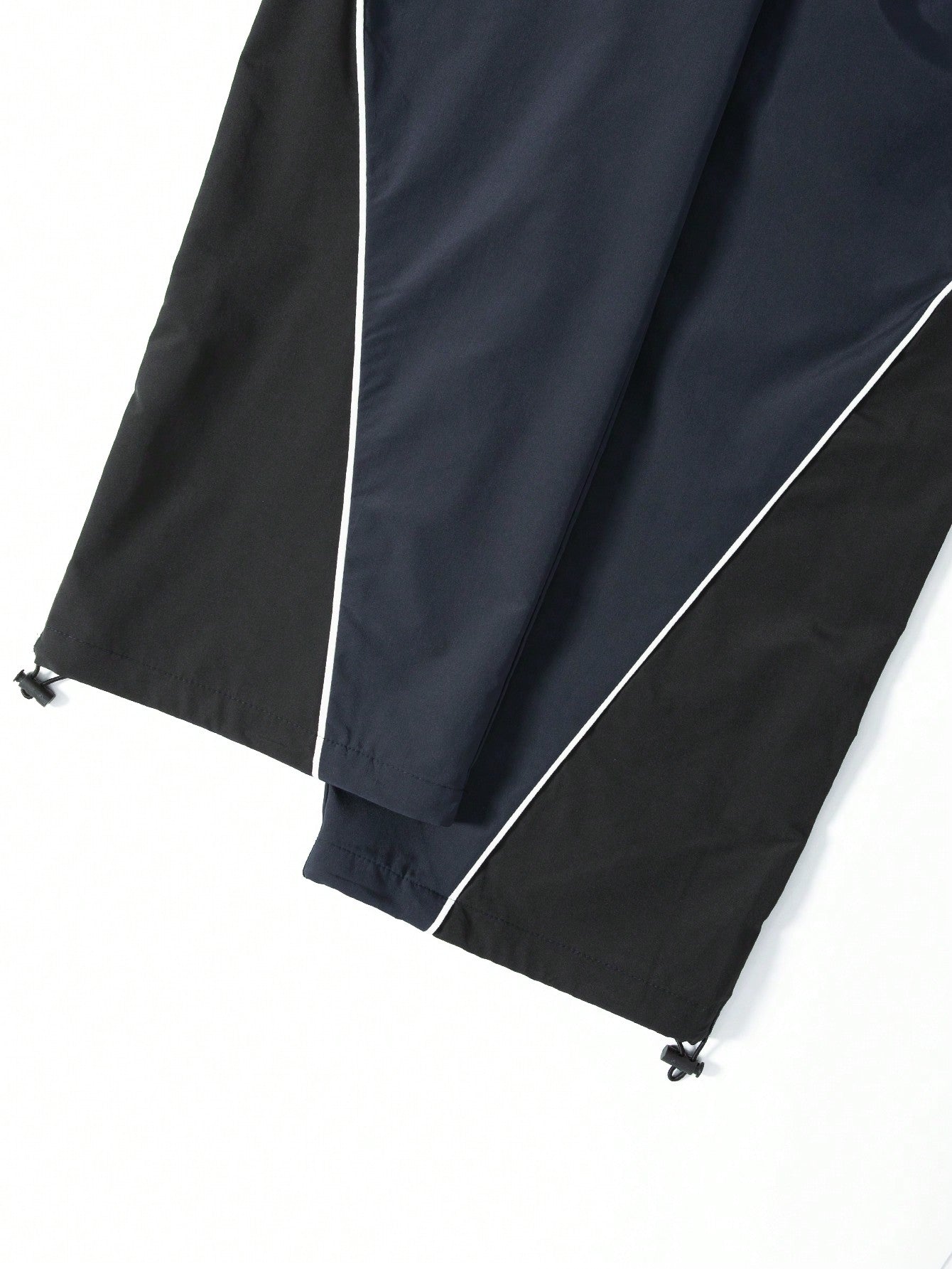 Manfinity Campus Court Men'S Casual Color Block Patchwork Drawstring Straight Pants, Going Out Long Colorblock Blue Straight Leg Sweatpants, for Fall