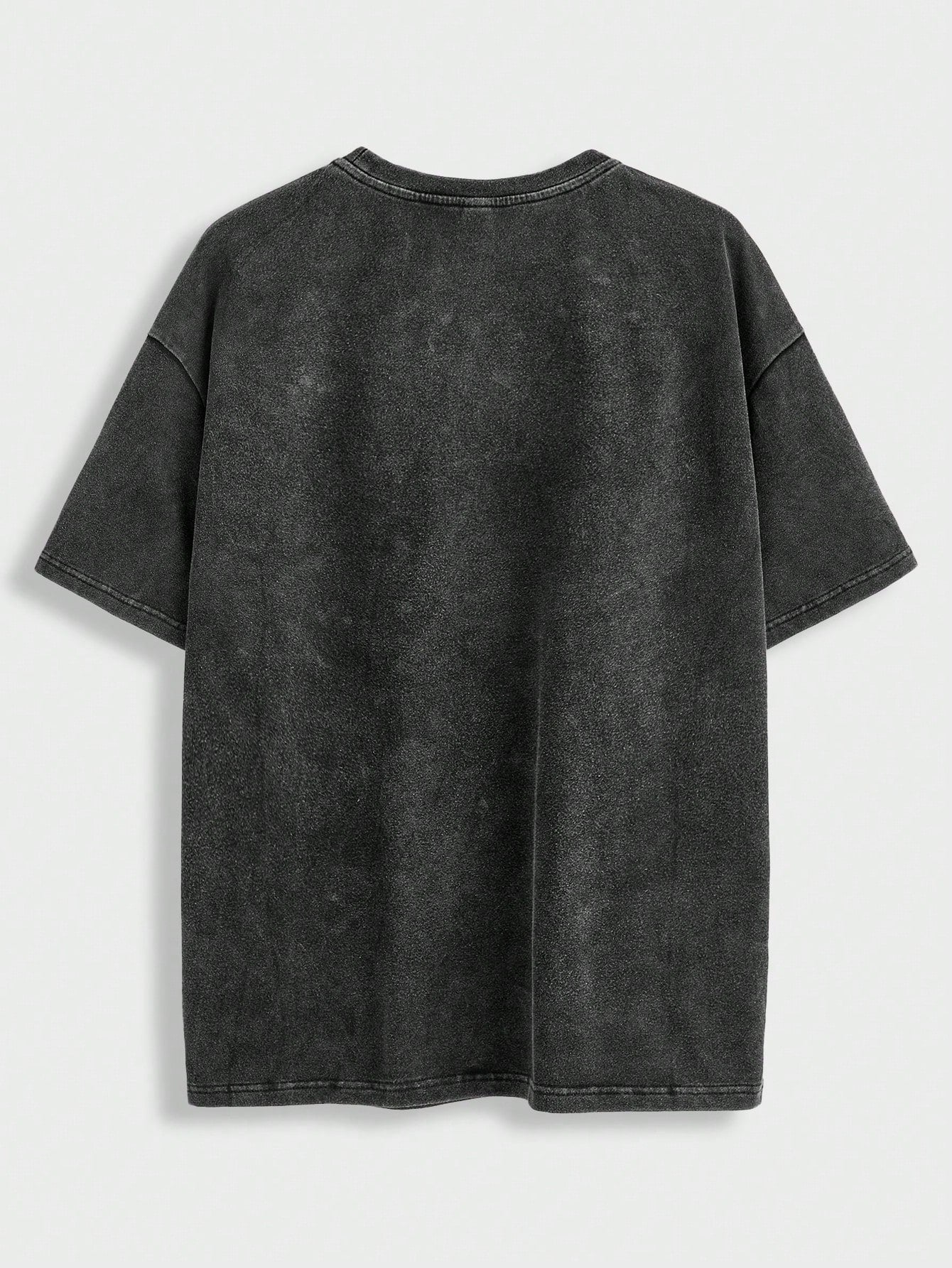 Manfinity ZONE917 Men Loose-Fitting Street-Style Vintage Dark Gothic Black and White Lips Spider Creative Graphic Pattern Black Loose Drop-Shoulder Knitted Distressed Short Sleeve T-Shirt, for Going Out