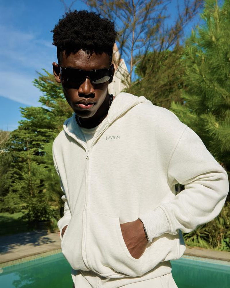 LAVIEM Double Zip Hoodie Form Boxy - Boxy Zip up 350GSM Hoodie - Cropped Hoodie Streetwear Vibe