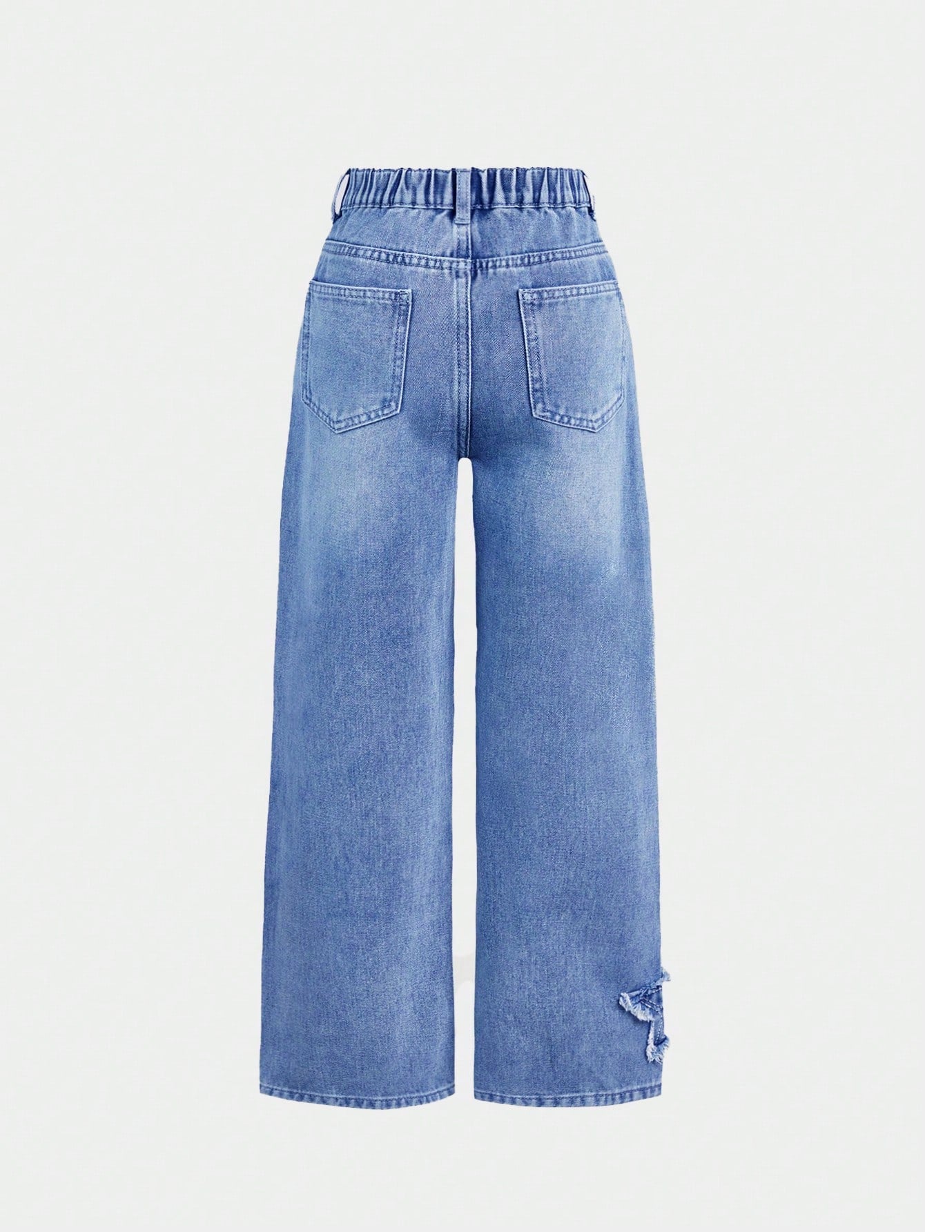 Girlism Tween Girl Y2K Spring and Summer Boho Star Patched Faded Frayed Boyfriend Baggy Straight Leg Denim Jeans, Kid'S Clothing Outfits