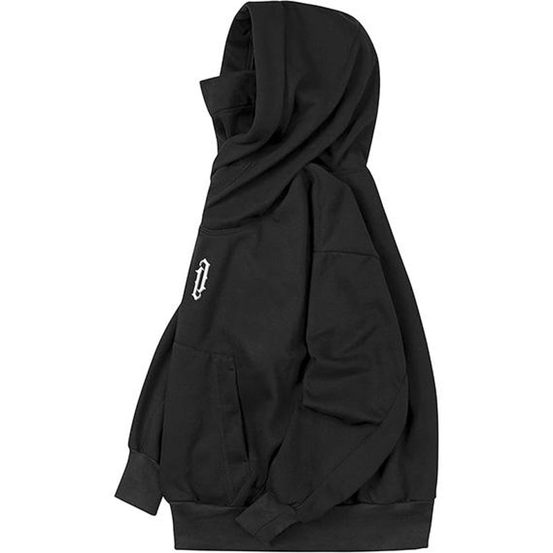 Men Ninja Loose Fit Hoodie Streetwear Hip Hop Pullover Sweatshirt Long Sleeve Oversized High Street Style Hooded Top Casual Urban Fashion Warm Winter Outfit for Tough Men