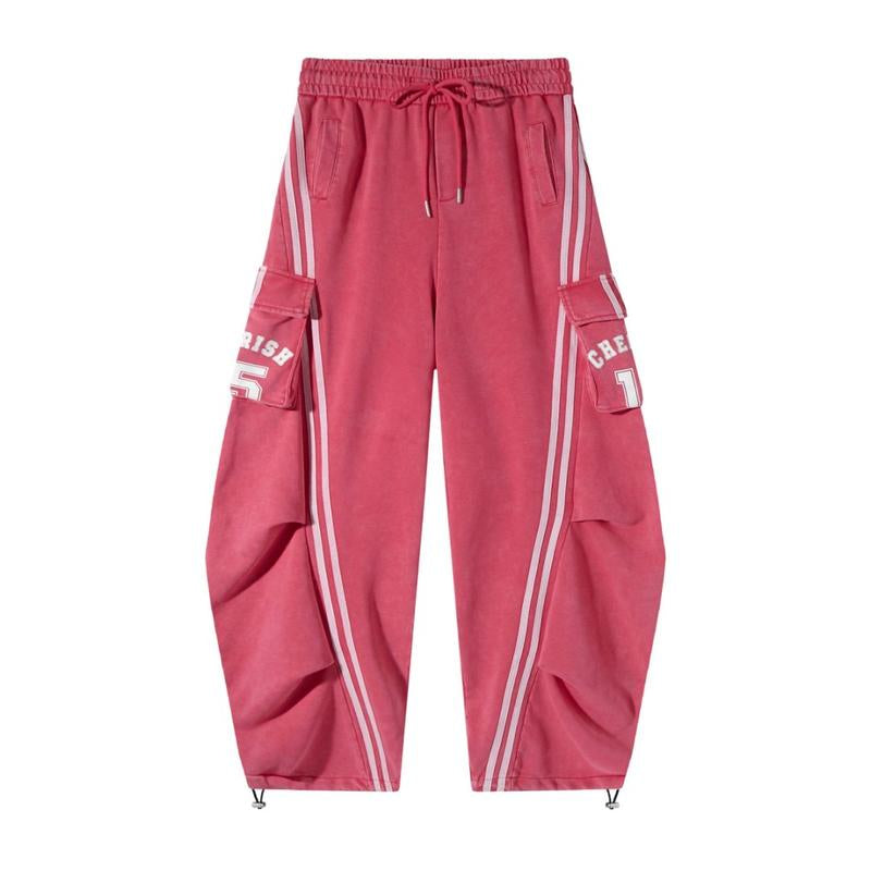 Flooo Loose Wide Leg Cargo Pants Women'S Casual Streetwear Joggers with Elastic Waistband & Drawstring for Adjustable Comfort