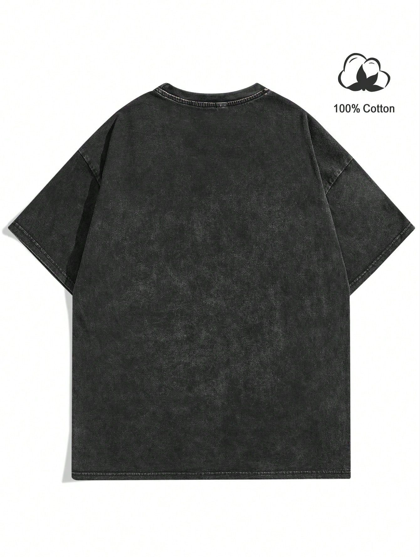 Manfinity EMRG Men Summer Casual Short Sleeve T-Shirt with Star and Character Graphic Print, round Neck, for Going Out