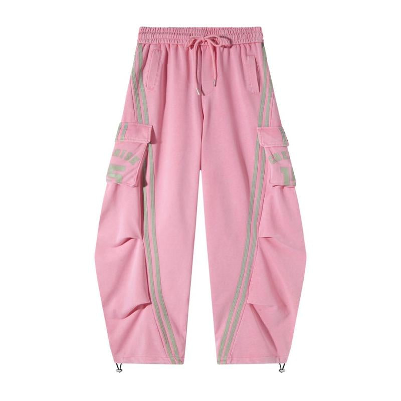Flooo Loose Wide Leg Cargo Pants Women'S Casual Streetwear Joggers with Elastic Waistband & Drawstring for Adjustable Comfort
